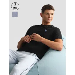U.S. Polo Assn. Black & Light Blue Regular Fit Lounge T-Shirt - Pack of 2-picture-29