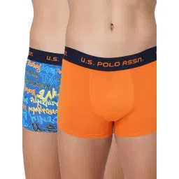 U.S. Polo Assn. Blue & Orange Cotton Regular Fit Printed Trunks - Pack Of 2-picture-10