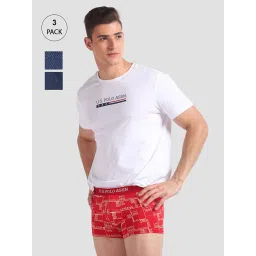 U.S. Polo Assn. Blue & Red Printed Trunks - Pack of 3 image 1