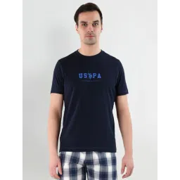 U.S. Polo Assn. Blue Cotton Regular Fit Printed Lounge T-Shirt-picture-44