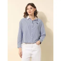 U.S. Polo Assn. Blue Cotton Regular Fit Striped Shirt-picture-43