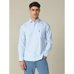 U.S. Polo Assn. Blue Cotton Regular Fit Striped Shirt-picture-39