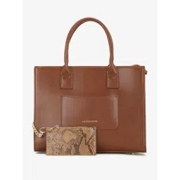 U.S. Polo Assn. Bonnie Tan Satchel Handbag with Chain Card Holder-picture-30