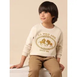 U.S. Polo Assn. Boys Beige Cotton Embroidery Sweatshirt-picture-19