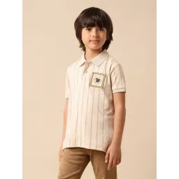 U.S. Polo Assn. Boys Beige Cotton Striped Polo T-Shirt-picture-46