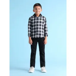 U.S. Polo Assn. Boys Black & White Cotton Checks Full Sleeves Shirts-picture-28