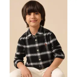 U.S. Polo Assn. Boys Black Cotton Checks Shirt-picture-22