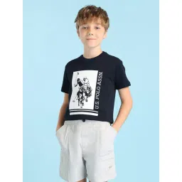 U.S. Polo Assn. Boys Blue Brand Printed Regular Fit T-Shirt-picture-45