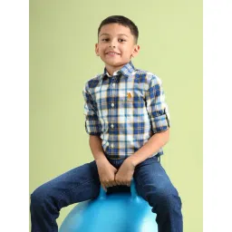 U.S. Polo Assn. Boys Blue Cotton Checks Shirt-picture-35