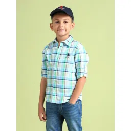 U.S. Polo Assn. Boys Blue Cotton Checks Shirt-picture-30