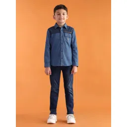 U.S. Polo Assn. Boys Blue Cotton Color Block Full Sleeves Shirts-picture-27