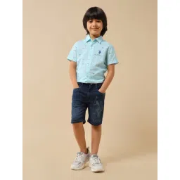 U.S. Polo Assn. Boys Blue Cotton Printed Shirt-picture-41