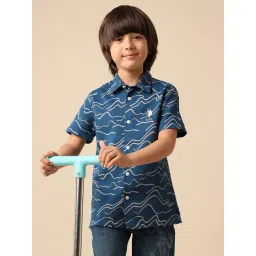 U.S. Polo Assn. Boys Blue Cotton Printed Shirt-picture-28