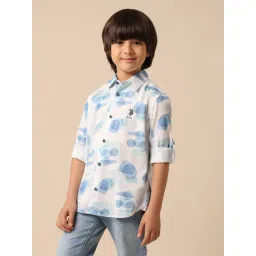 U.S. Polo Assn. Boys Blue Cotton Printed Shirt-picture-37
