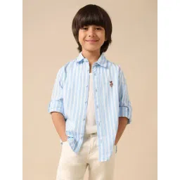 U.S. Polo Assn. Boys Blue Cotton Striped Shirt-picture-25