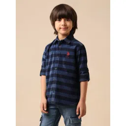 U.S. Polo Assn. Boys Blue Cotton Striped Shirt-picture-33