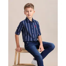 U.S. Polo Assn. Boys Blue Cotton Striped Shirt-picture-21