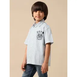U.S. Polo Assn. Boys Blue Cotton Striped Shirt-picture-42