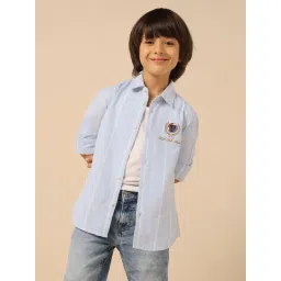 U.S. Polo Assn. Boys Blue Cotton Striped Shirt-picture-29