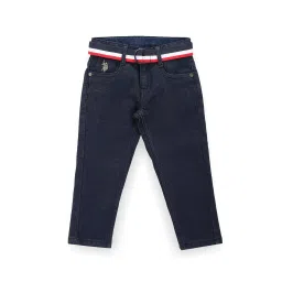 U.S. Polo Assn. Boys Blue Solid Jeans with Belt image 1