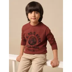 U.S. Polo Assn. Boys Brown Cotton Printed T-Shirt-picture-31