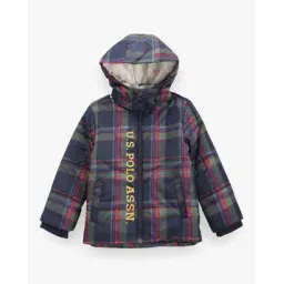 u.s. polo assn. Boys Checked Puffer Jacket with Teddy Flee-picture-15