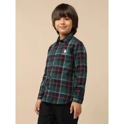U.S. Polo Assn. Boys Green Cotton Checks Shirt-picture-29