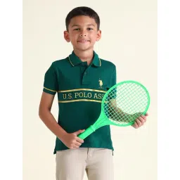 U.S. Polo Assn. Boys Green Cotton Printed Polo T-Shirt-picture-27