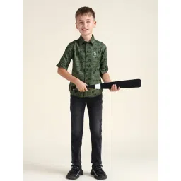 U.S. Polo Assn. Boys Green Cotton Printed Shirt-picture-37