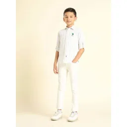 U.S. Polo Assn. Boys Green Cotton Striped Shirts-picture-38