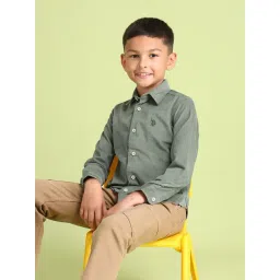 U.S. Polo Assn. Boys Green Cotton Textured Corduroy Shirts-picture-36