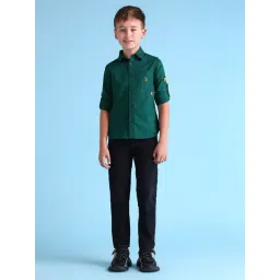 U.S. Polo Assn. Boys Green Full Sleeves Collar Shirt-picture-35