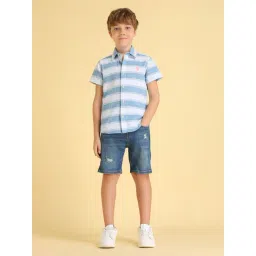 U.S. Polo Assn. Boys Green Horizontal Striped Regular Shirt-picture-37