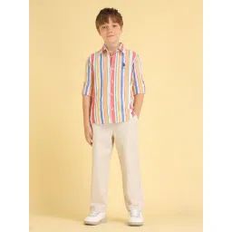 U.S. Polo Assn. Boys Multi Vertical Striped Regular Shirt-picture-24