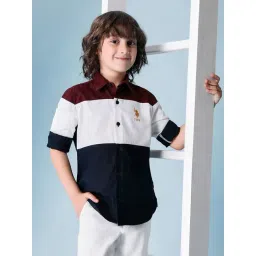 U.S. Polo Assn. Boys Navy Cotton Color Block Shirt-picture-44