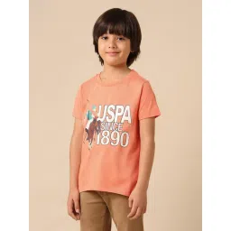 U.S. Polo Assn. Boys Orange Cotton Printed T-Shirt-picture-17