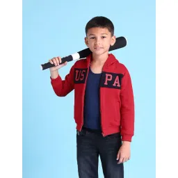 U.S. Polo Assn. Boys Orange Full Sleeves Hood Sweatshirt-picture-28
