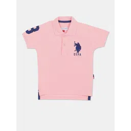 U.S. Polo Assn. Boys Pink & Blue Brand Logo Polo Collar Pure Cotton T-shirt-picture-30