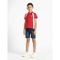 U.S. Polo Assn. Boys Red Cotton Color Block Polo T-Shirt image 1