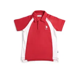 U.S. Polo Assn. Boys Red Cotton Color Block Polo T-Shirt image 3