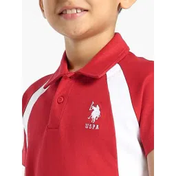 U.S. Polo Assn. Boys Red Cotton Color Block Polo T-Shirt image 5