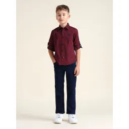 U.S. Polo Assn. Boys Red Cotton Printed Shirt image 1