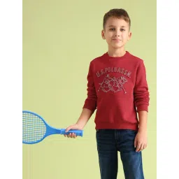 U.S. Polo Assn. Boys Red Full Sleeves Crew Neck Sweatshirt-picture-43