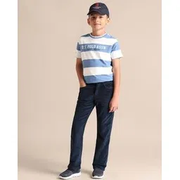 us polo assn. Boys Ribbed Regular Fit Flat-Front Cotton Trousers-picture-25