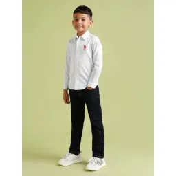 U.S. Polo Assn. Boys White & Blue Cotton Printed Full Sleeves Shirts-picture-29