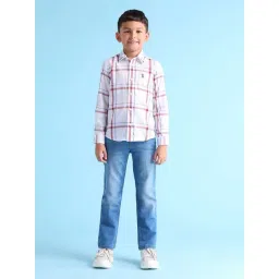 U.S. Polo Assn. Boys White & Peach Cotton Checks Full Sleeves Shirts-picture-39