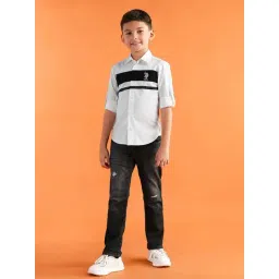 U.S. Polo Assn. Boys White Cotton Color Block Full Sleeves Shirts-picture-40