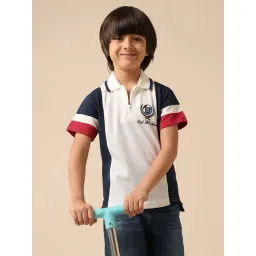 U.S. Polo Assn. Boys White Cotton Color Block Polo T-Shirt image 1