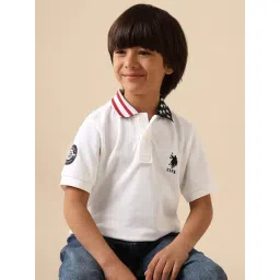 U.S. Polo Assn. Boys White Cotton Logo Polo T-Shirt-picture-26