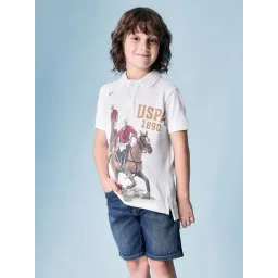 U.S. Polo Assn. Boys White Cotton Printed Polo T-Shirt-picture-33